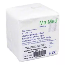 VLIESSTOFF-KOMPRESSEN quadrupla 10x10 cm não esterilizada, 100 unidades