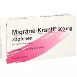 MIGRÄNE KRANIT Supositórios de 500 mg, 10 unid