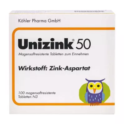 UNIZINK 50 comprimidos com revestimento entérico, 100 unidades