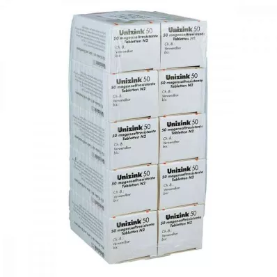 UNIZINK 50 comprimidos com revestimento entérico, 10X50 unidades UNIZINK 50 comprimidos com revestimento entérico, 10X50 unidades