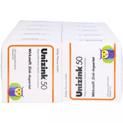 UNIZINK 50 comprimidos com revestimento entérico, 10X100 unidades