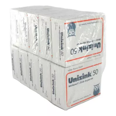 UNIZINK 50 comprimidos com revestimento entérico, 10X100 unidades UNIZINK 50 comprimidos com revestimento entérico, 10X100 unidades