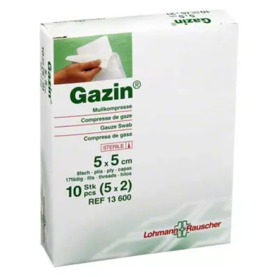 GAZIN Gaze comp. 5x5 cm estéril 8 dobras, 5X2 pcs