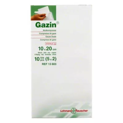 GAZIN Gaze comp. 10x20 cm estéril 8 dobras, 5X2 pcs GAZIN Gaze comp. 10x20 cm estéril 8 dobras, 5X2 pcs