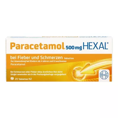 PARACETAMOL 500 mg HEXAL para febre e dor Comprimidos, 20 unid