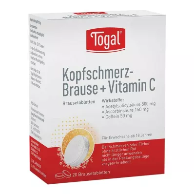 TOGAL Headache Effervescent + Vit.C Effervescent Tablets, 20 Capsules TOGAL Headache Effervescent + Vit.C Effervescent Tablets, 20 Capsules