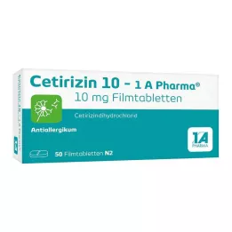 CETIRIZIN 10-1A Pharma comprimidos revestidos por película, 50 unidades