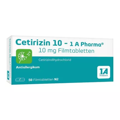 CETIRIZIN 10-1A Pharma comprimidos revestidos por película, 50 unidades CETIRIZIN 10-1A Pharma comprimidos revestidos por película, 50 unidades