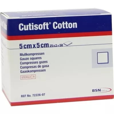 CUTISOFT Algodão Compr.5x5 cm estéril 12 dobras, 25X2 pcs