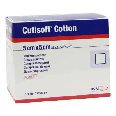 CUTISOFT Algodão Compr.5x5 cm estéril 12 dobras, 25X2 pcs