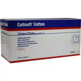 CUTISOFT Compressa de algodão para fendas 7,5x7,5 cm estéril, 50X2 pcs