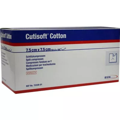 CUTISOFT Compressa de algodão para fendas 7,5x7,5 cm estéril, 50X2 pcs