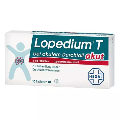 LOPEDIUM T acute para comprimidos de diarreia aguda, 10 unidades