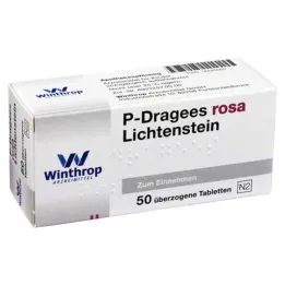 P DRAGEES cor-de-rosa, 50 unidades