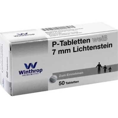 P TABLETTEN branco, passo 7 mm, 50 unid