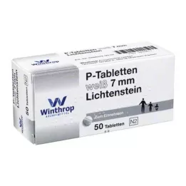 P TABLETTEN branco, passo 7 mm, 50 unid