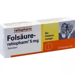FOLSÄURE-RATIOPHARM Comprimidos de 5 mg, 20 unidades