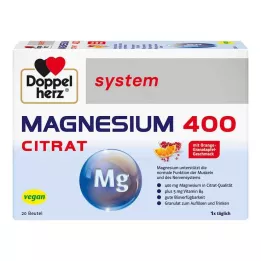 DOPPELHERZ Granulado de sistema de citrato de magnésio 400, 20 unid
