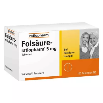 FOLSÄURE-RATIOPHARM Comprimidos de 5 mg, 100 unidades