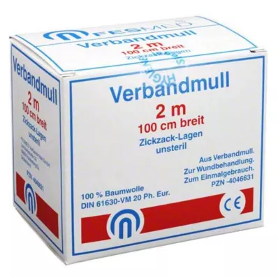 VERBANDMULL 2x1 m ziguezague BW 20/100 não esterilizado, 1 pc VERBANDMULL 2x1 m ziguezague BW 20/100 não esterilizado, 1 pc
