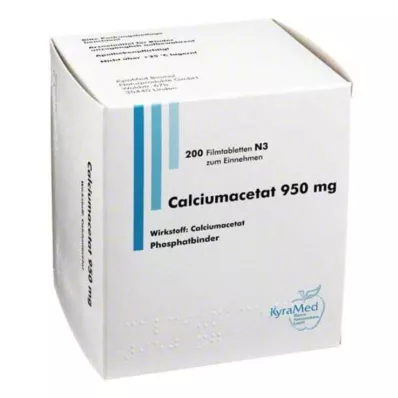 CALCIUMACETAT 950 mg comprimidos revestidos por película, 200 unidades