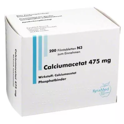 CALCIUMACETAT Comprimidos revestidos por película de 475 mg, 200 unidades CALCIUMACETAT Comprimidos revestidos por película de 475 mg, 200 unidades