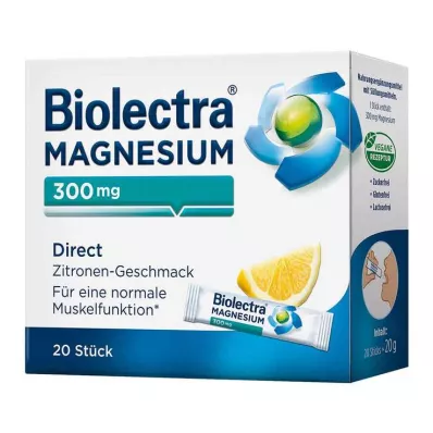 BIOLECTRA Magnésio 300 mg Direct Lemon Sticks, 20 unid