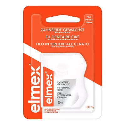 ELMEX Fio dentário encerado com fluoreto de amina, 50 m ELMEX Fio dentário encerado com fluoreto de amina, 50 m