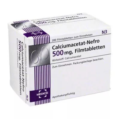 CALCIUMACETAT NEFRO Comprimidos revestidos por película de 500 mg, 200 unidades CALCIUMACETAT NEFRO Comprimidos revestidos por película de 500 mg, 200 unidades