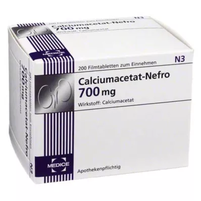CALCIUMACETAT NEFRO Comprimidos revestidos por película de 700 mg, 200 unidades