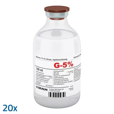 GLUCOSE Solução injetável de B. Braun a 5%, 20X100 ml GLUCOSE Solução injetável de B. Braun a 5%, 20X100 ml