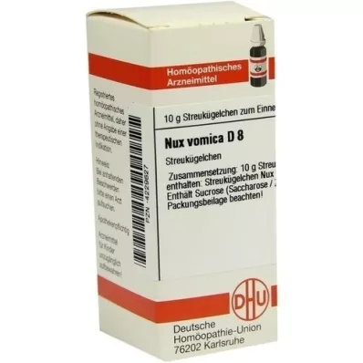 NUX VOMICA D 8 glóbulos, 10 g