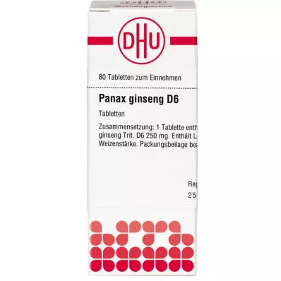 PANAX GINSENG D 6 Comprimidos, 80 Cápsulas