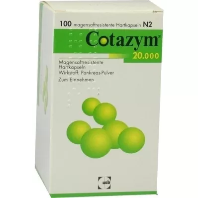 COTAZYM 20.000 cápsulas com revestimento entérico, 100 unidades