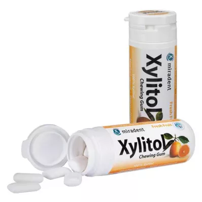 MIRADENT Pastilha elástica Xylitol Fruit, 30 unid