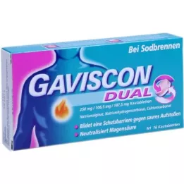 GAVISCON Comprimidos duplos mastigáveis 250mg/106,5mg/187,5mg, 16 unidades