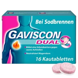 GAVISCON Comprimidos duplos mastigáveis 250mg/106,5mg/187,5mg, 16 unidades