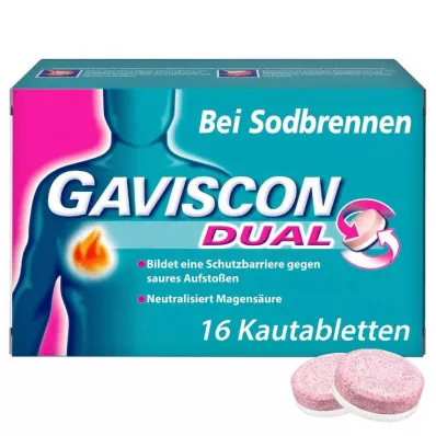 GAVISCON Comprimidos duplos mastigáveis 250mg/106,5mg/187,5mg, 16 unidades