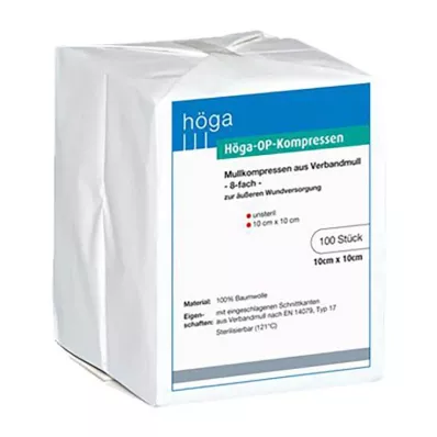 HÖGA-KOMPRESSEN OP 10x10 cm não estéril 8x, 100 unidades HÖGA-KOMPRESSEN OP 10x10 cm não estéril 8x, 100 unidades