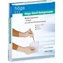 HÖGA-KOMPRESSEN 5x5 cm estéril, 8 dobras, 5X2 pcs