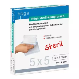 HÖGA-KOMPRESSEN 5x5 cm estéril, 8 dobras, 5X2 pcs