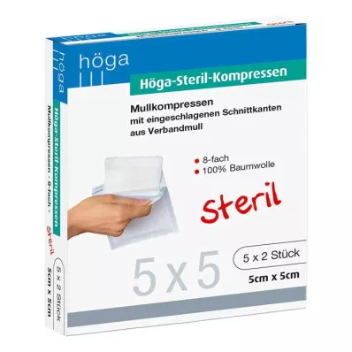 HÖGA-KOMPRESSEN 5x5 cm estéril, 8 dobras, 5X2 pcs HÖGA-KOMPRESSEN 5x5 cm estéril, 8 dobras, 5X2 pcs