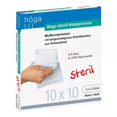 HÖGA-KOMPRESSEN 10x10 cm estéril, 8 dobras, 5X2 pcs
