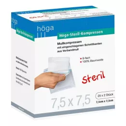 HÖGA-KOMPRESSEN 7,5x7,5 cm estéril, 8 dobras, 25X2 unidades