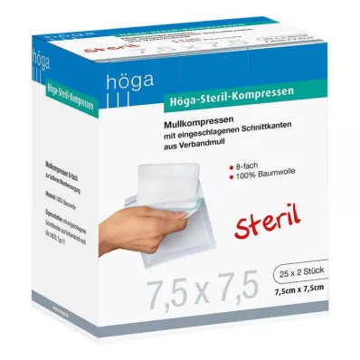 HÖGA-KOMPRESSEN 7,5x7,5 cm estéril, 8 dobras, 25X2 unidades HÖGA-KOMPRESSEN 7,5x7,5 cm estéril, 8 dobras, 25X2 unidades