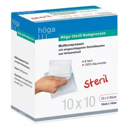 HÖGA-KOMPRESSEN 10x10 cm estéril, 8 dobras, 25X2 pcs