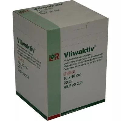 VLIWAKTIV Comp. de sucção de carvão ativado estéril 10x10 cm, 20 unid