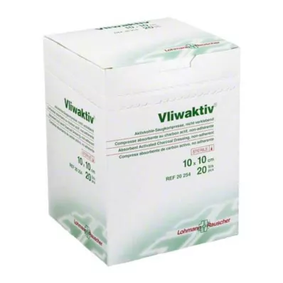 VLIWAKTIV Comp. de sucção de carvão ativado estéril 10x10 cm, 20 unid