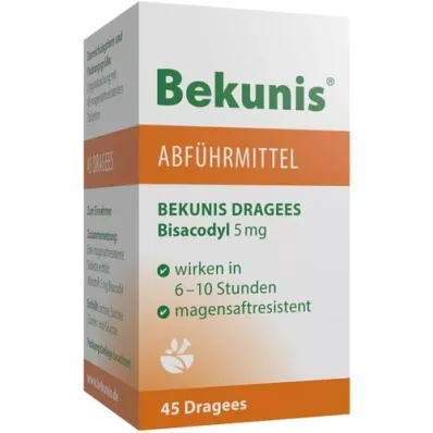 BEKUNIS Dragees Bisacodyl 5 mg comprimidos com revestimento entérico, 45 unid