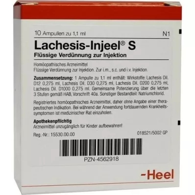 LACHESIS INJEEL S Ampolas, 10 unid